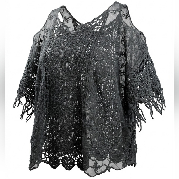 Mudd Tops - MUDD Black Crochet Lace Top SIZE L